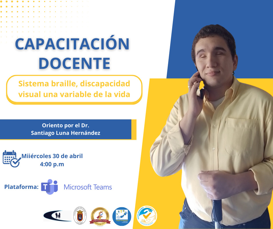 Imagen en donde aparece el coordinador de proyectos con los logos la Universidad de Pamplona